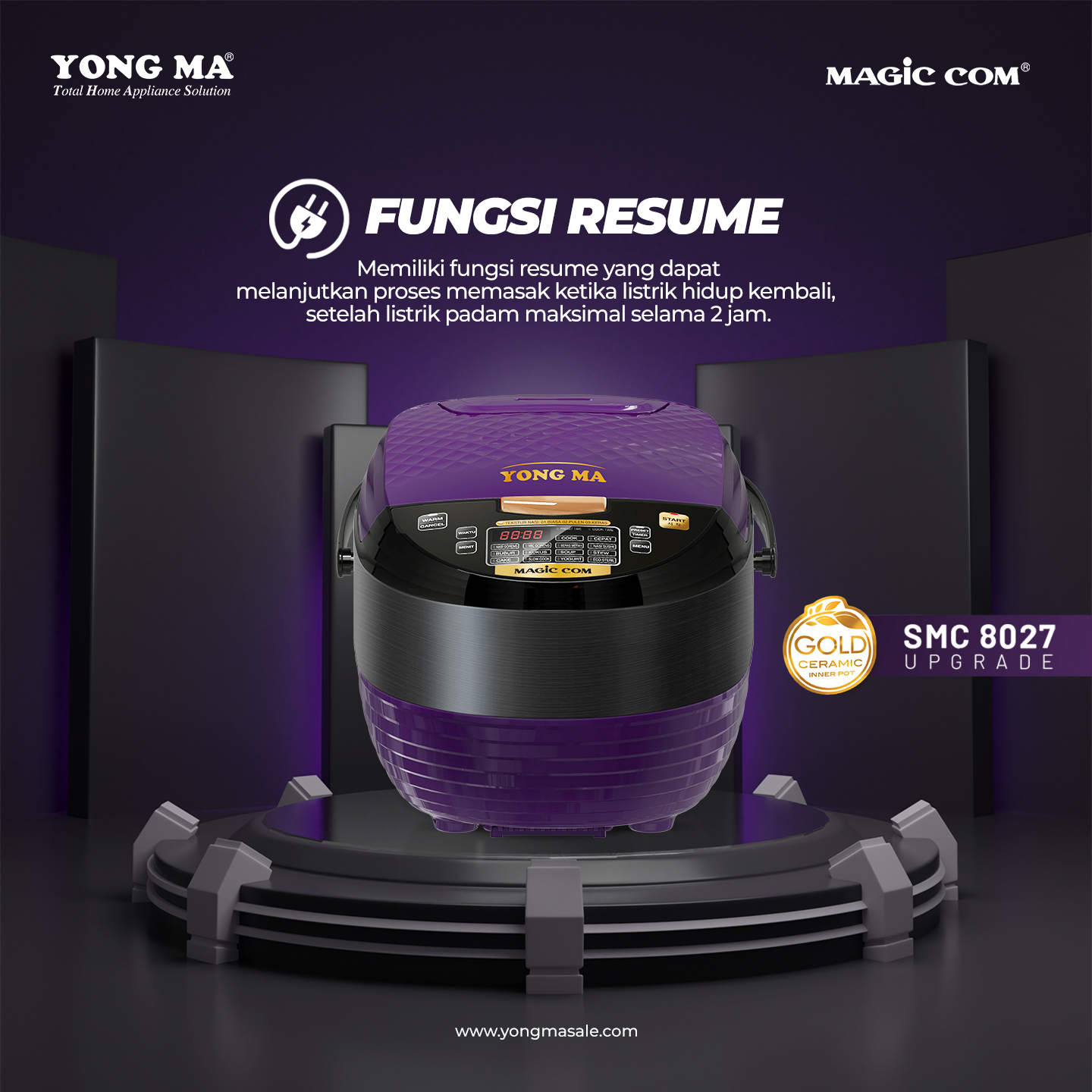 Yong Ma Digital Rice Cooker 2L - SMC8027N | SMC-8027N Violet